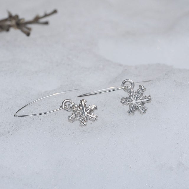 Fine Silver Textured Snowflake Dangle Earrings | Clay Tulips by C