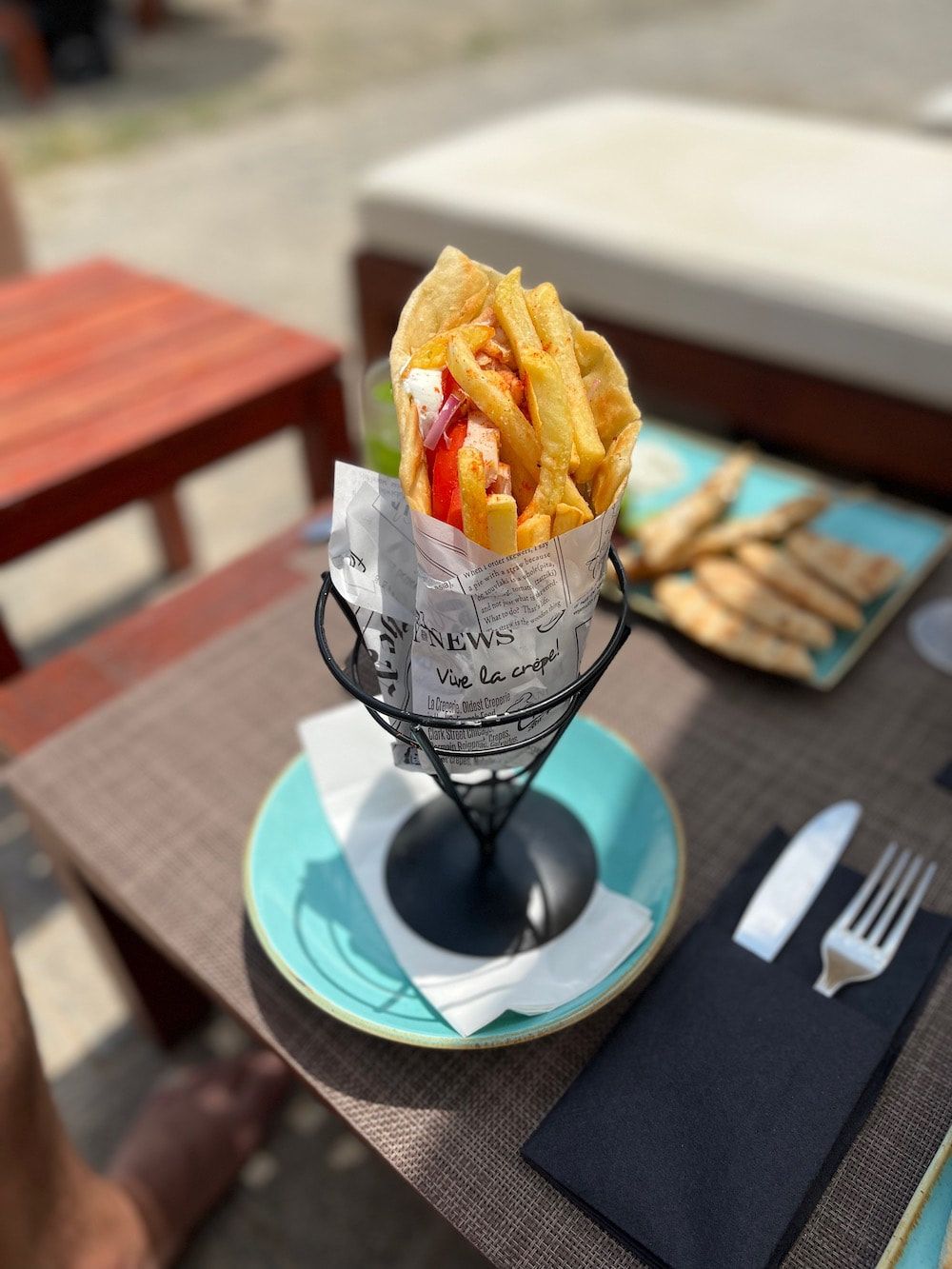 Gyros with Fries at Elounda  Beach club