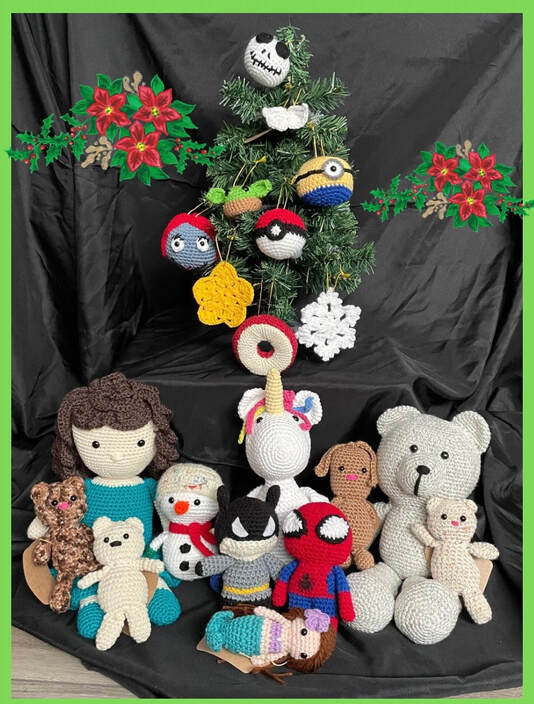 handmade crochet ornaments teddy bears and dolls