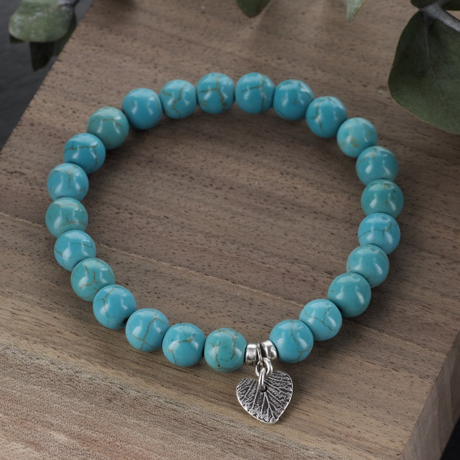 Stretch Bracelet  8mm Beads (Turquoise Howlite - Blue) – Cherry