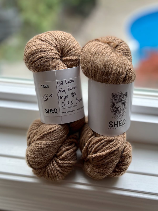 Skeins of alpaca wool from Shed Chetwyn Farms